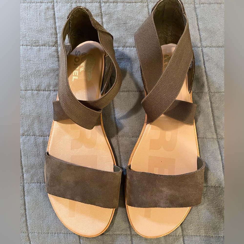 Sorrel Ella Sandal- Womens 11-olive suede